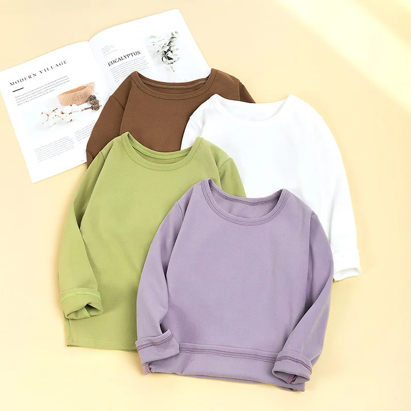 

Girls Long Sleeved T-shirt Kids Solid Color Top Tees Teenagers Pullover 2023 Spring Autumn 2 To 12Yrs Children's Clothes Casual