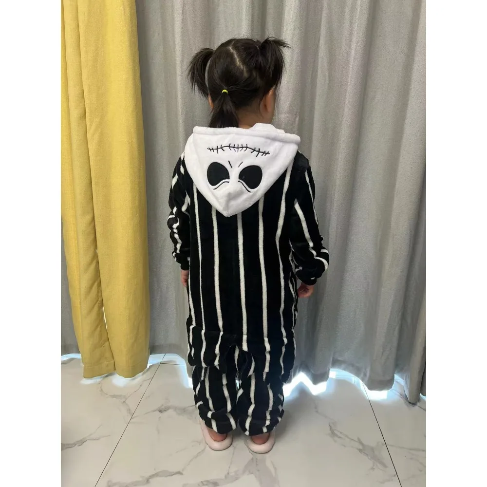 Children Zipper Kigurumi Onesies Pajama Boy Girl Sleepwear Halloween Jumpsuit Animal Skeleton Cosplay Onesies Pajamas