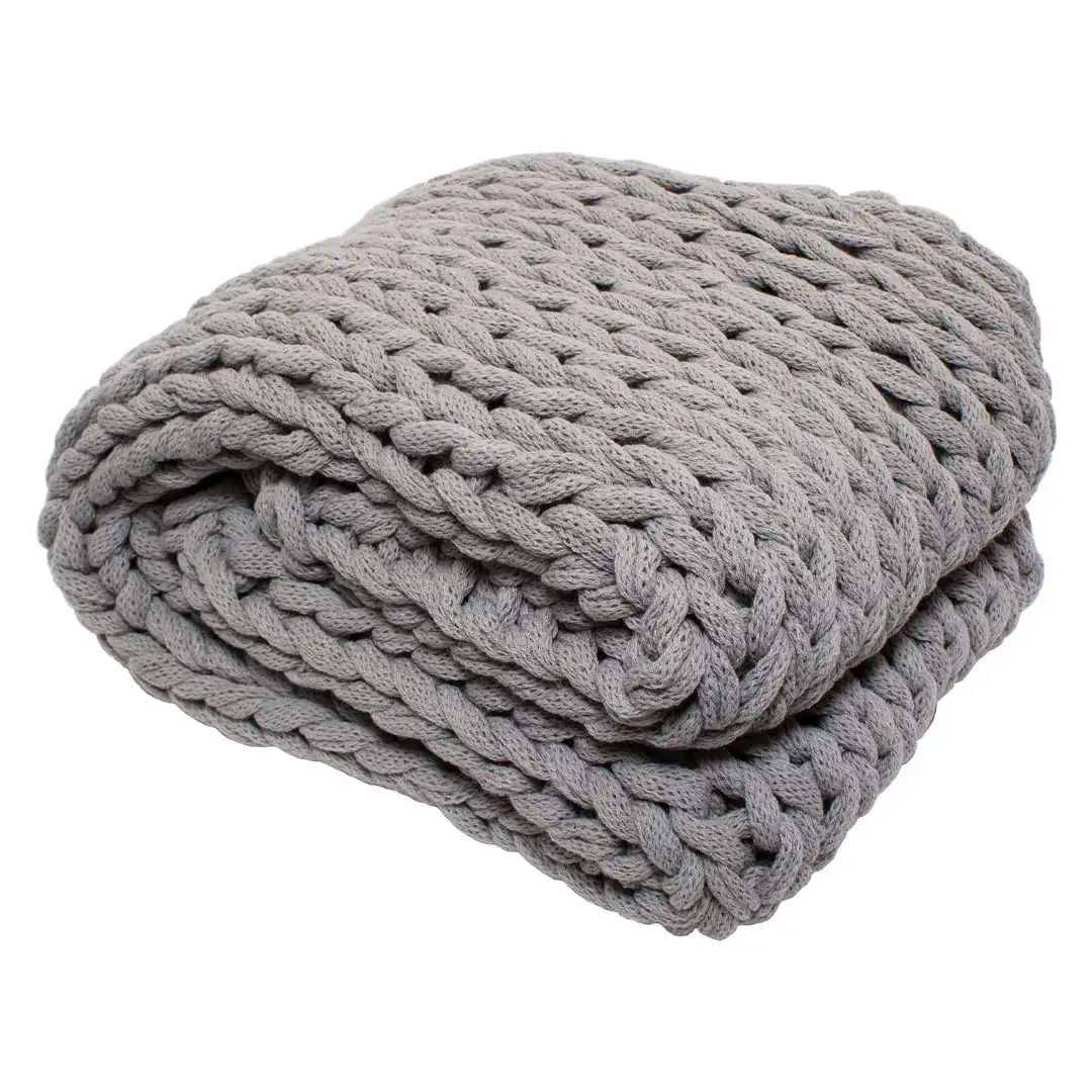 

Silver One International Chunky Knitted Throw Blanket, Grey, 50" x 60"