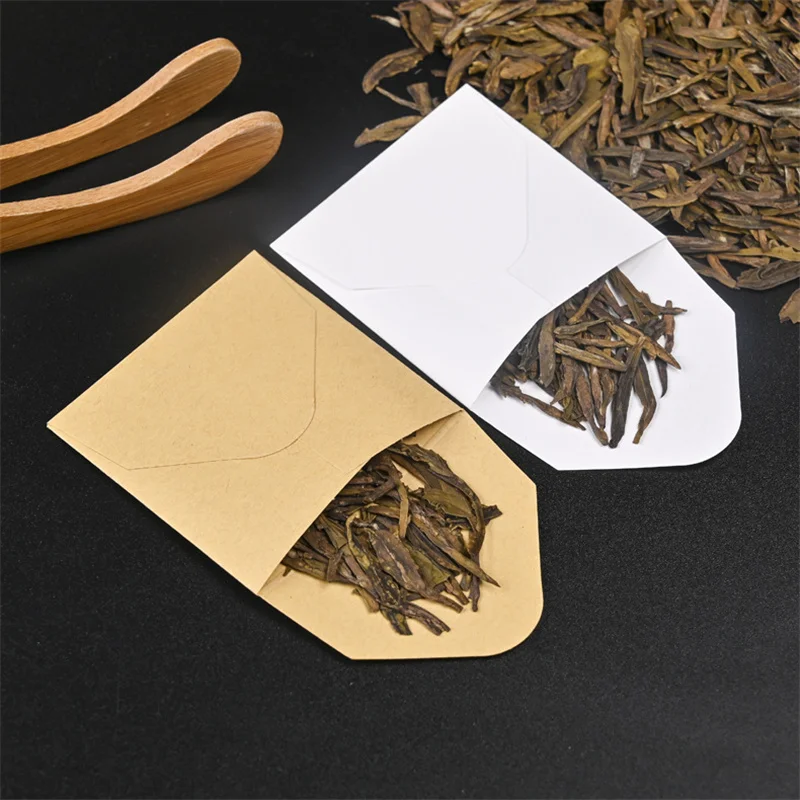 1000 Teile/los Weiß Kraft Papier Teebeutel Kleine Tee Lagerung Verpackung Tasche Kraft Papier Versiegelt Tee Verpackung Tasche – Detail 6