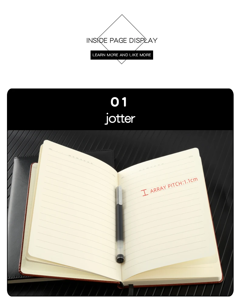 A5/B5 Leder Business Notebook 2 Farben 80 Seiten Journal Agenda Organizer Student Schreibwaren – Detail 4