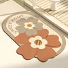 Diatom Mud Absorbent Bathroom Doormat Irregular Flower Pattern PVC Floor Mat Creative Art Bathroom Door Carpet Non-slip Foot Mat 1