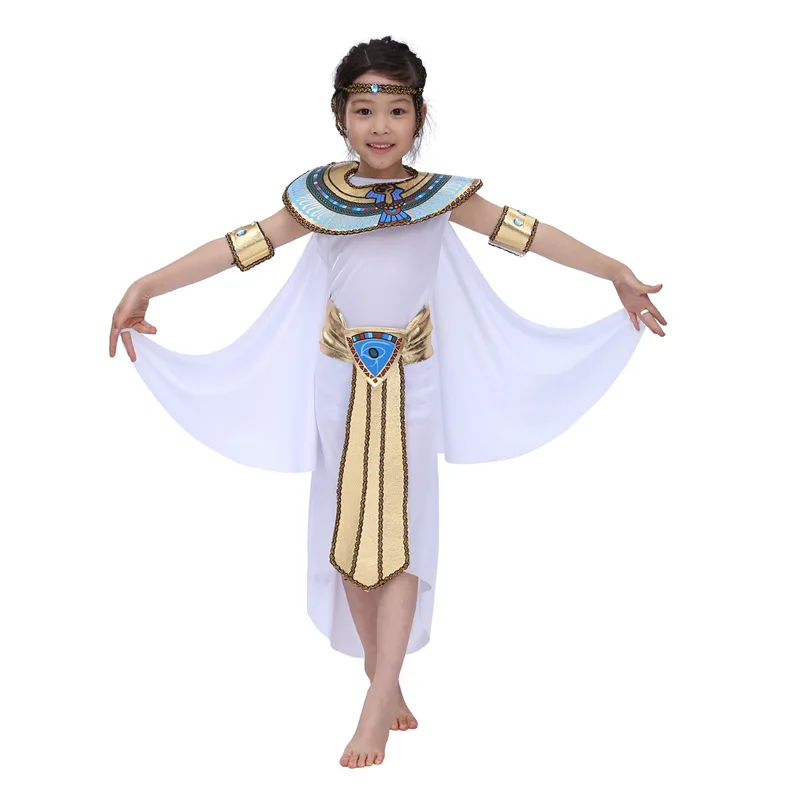 Halloween Costume Girls Cleopatra Costume Egyptian Princess Dress Queen Outfit with Headpiece