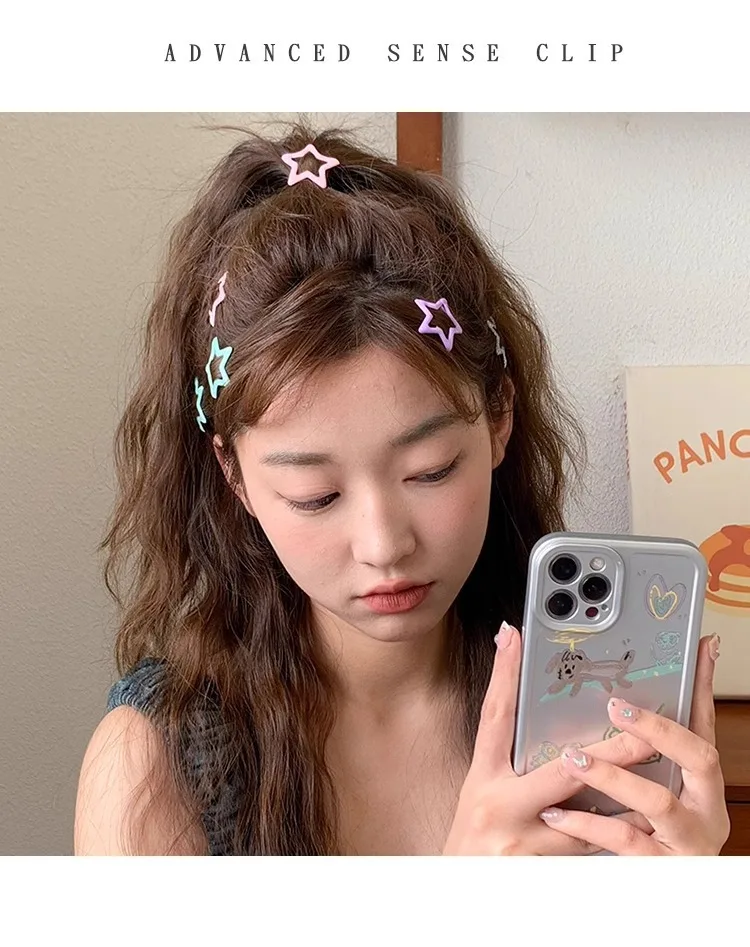Sternförmige Haarspangen für Mädchen – Bunte Tropfenlack-BB-Clips, Niedliche Kinder-Haaraccessoires mit Glanzfinish Haarnadeln und Clips – Detail 2