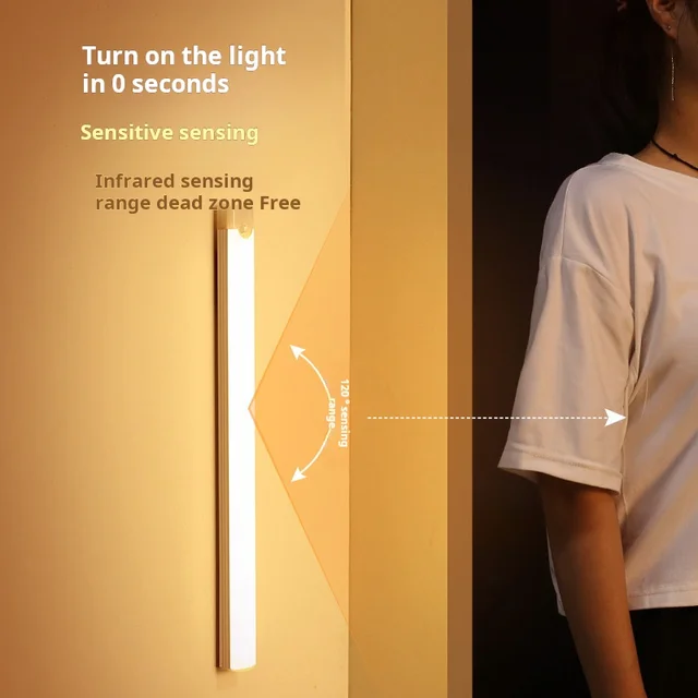 Lampe d'armoire à détecteur de mouvement LED rechargeable sans fil, idéale pour placard, cuisine, garde-robe, escaliers, nuit à piles, 1 pièce 2