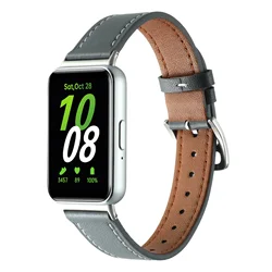 Premium Genuine Leather Strap - Elegant Replacement Wristband - Samsung Fit 3 (Gray)