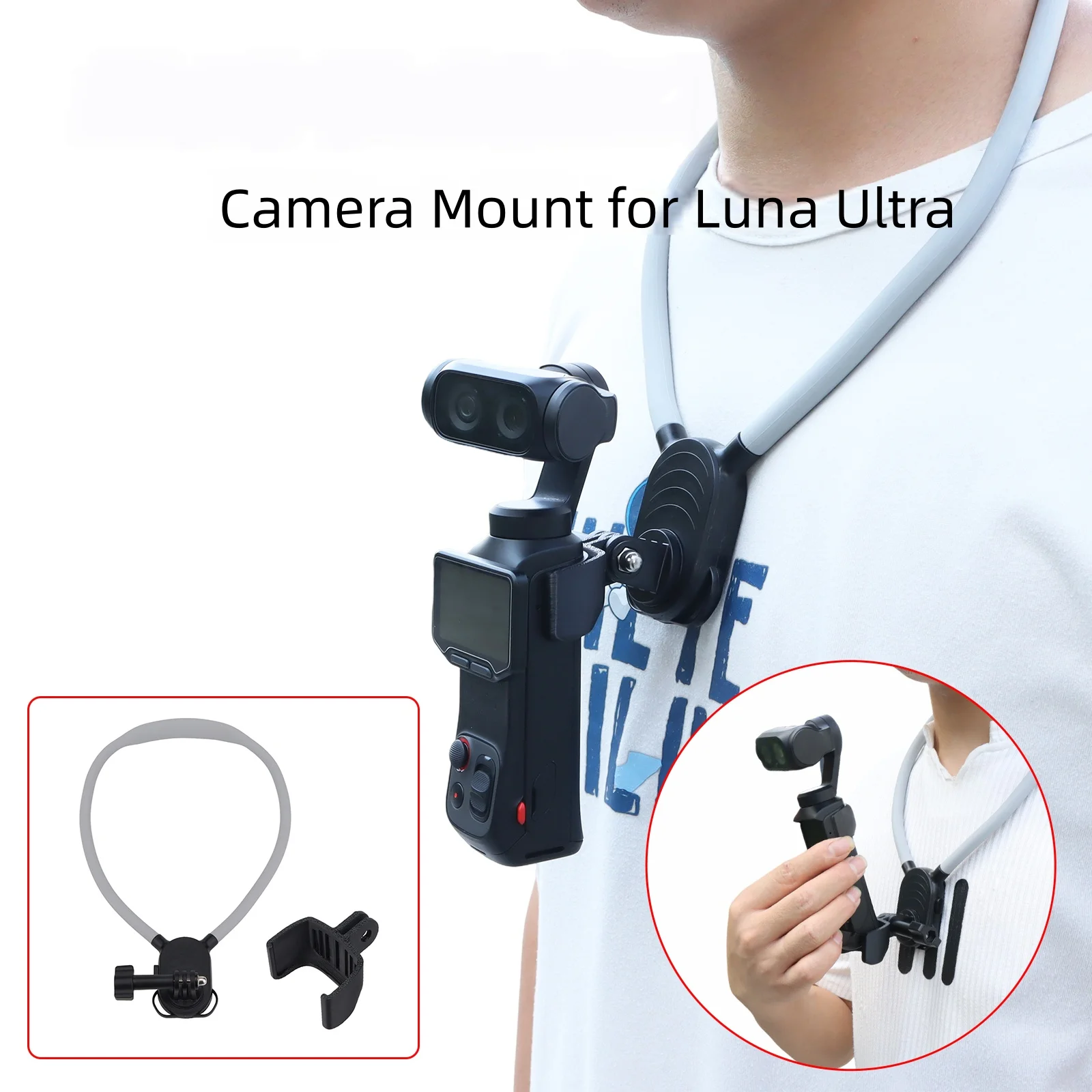 Insta360 Luna용 1인칭 카메라 마운트, 초고속 분리형 디자인 및 반밀폐형 디자인, 유연한 실리콘 넥 스트랩