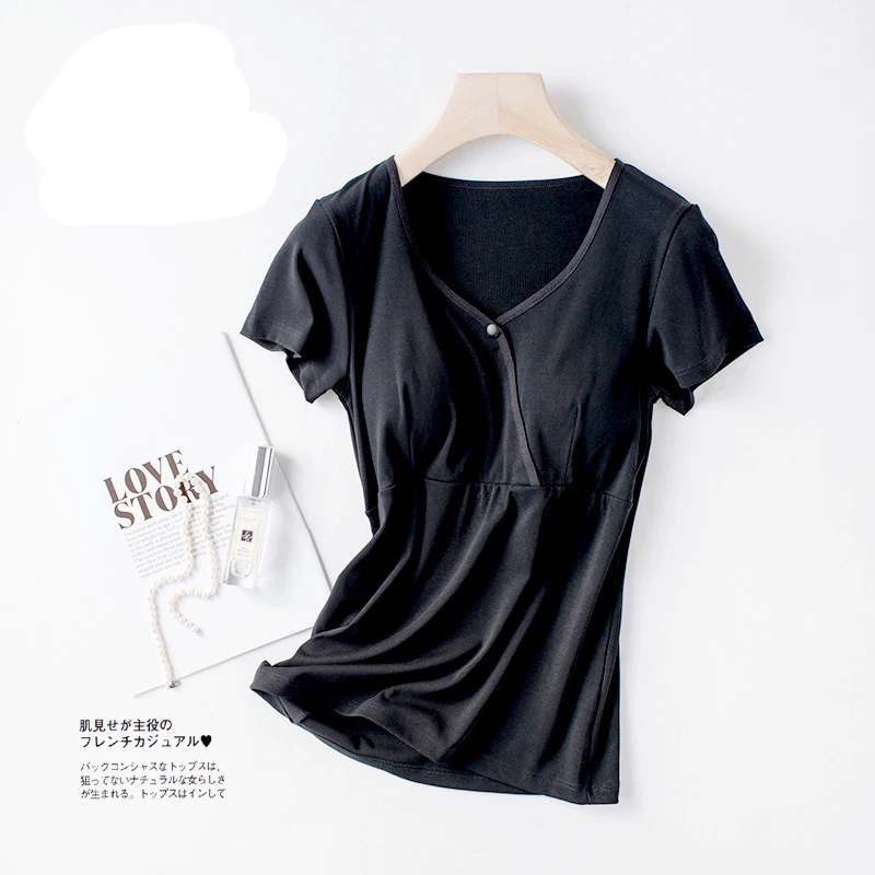 Summer Fashion Short Sleeve Breastfeeding T-shirt Pregnant Women Postpartum Mommy Outing Tops Maternity Mother Nursing Clothes 6