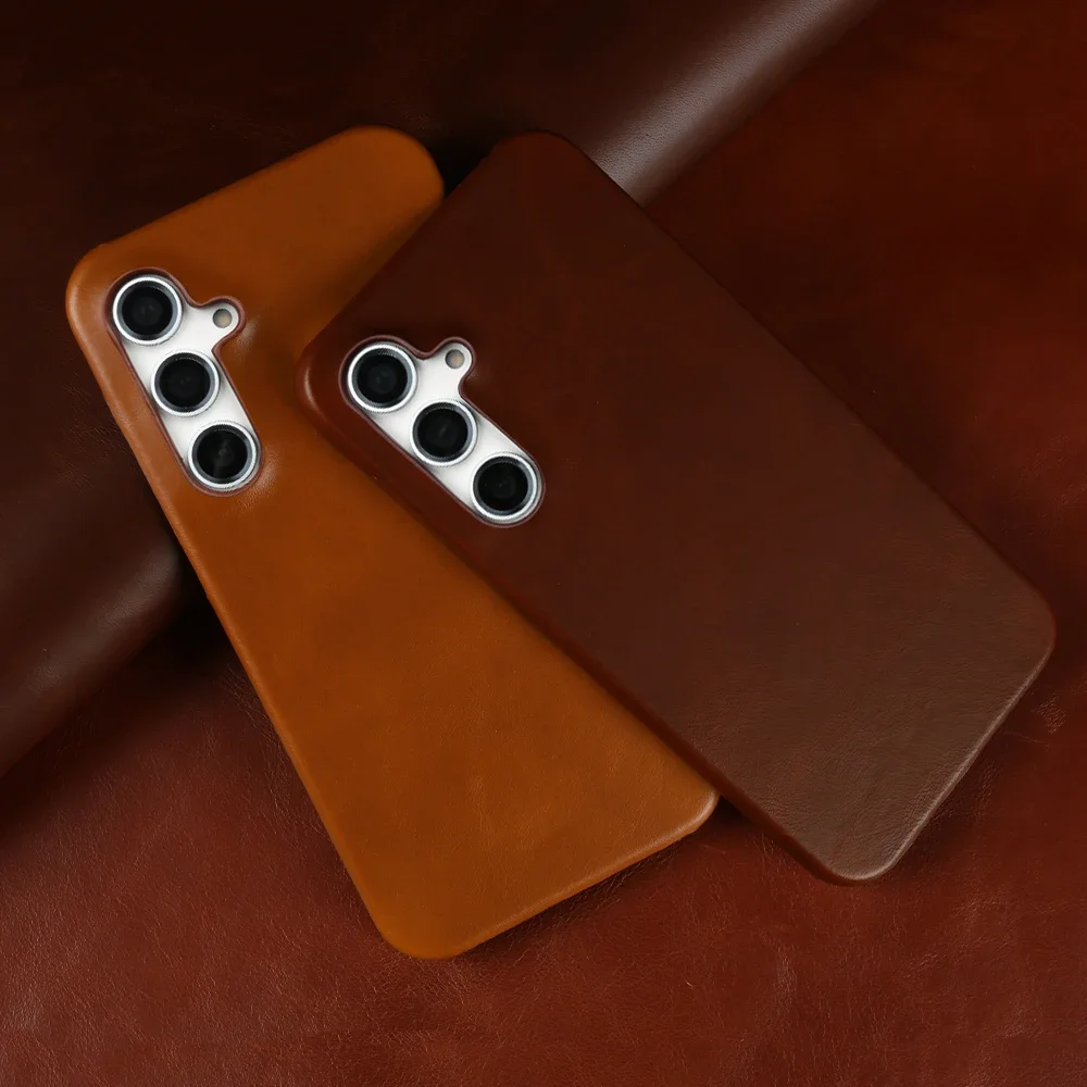 Retro Genuine Leather Phone Case with Aesthetic Oil Wax Finish
