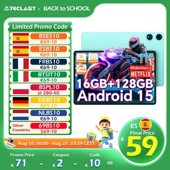 【Nuovo】 Tablet Android 15 Teclast P50AI schermo da 11 pollici 90Hz AllWinner A733-AI octa-core (6 GB + 10 GB) Max. 16 GB GB RAM 128 GB LPDDR5 Wifi-6 7000 mAh AI Tablet PC 1