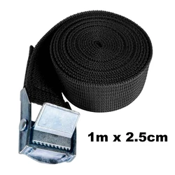 Heavy - Duty Adjustable Cargo Strap with Buckle Tie - Down for Secure Luggage and Equipment (1m Black)