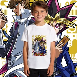 Yu - Gi - Oh! Seto & Yugi Anime Print Cotton Kids' T - Shirt - Soft & Breathable Casual Top - 130( 120 - 130cm) (WHITE)