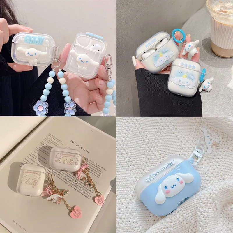 

Cartoon Cinnamoroll Earphone Case for AirPods 2 Pro with Bracelet Case for AirPods 1/2/3 Bluetooth Headphone Soft Clear Cover