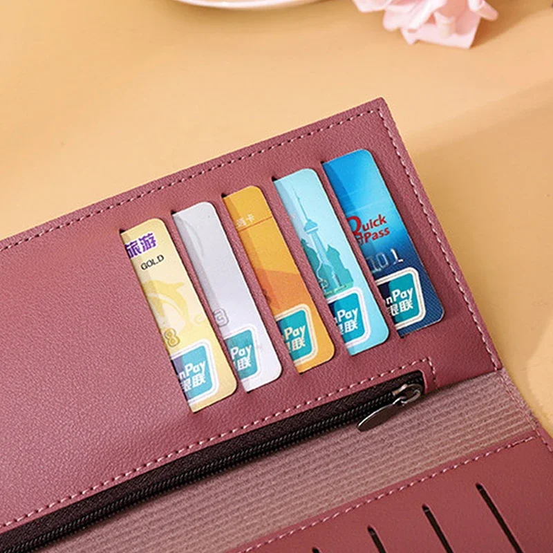 Fashion Women Wallets Simple Zipper Purses Black White Gray Red Long Section Clutch Wallet Soft PU Leather Money Bag 5