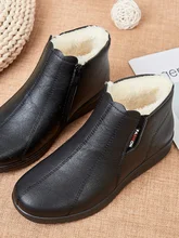  Winter Warm Shoes For Woman Black Short Boot With Fur Womens Leather Ankle Boots Women Snow Boots Waterproof Ladies Zip Up Boots 