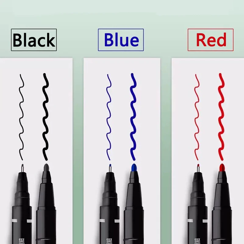 Dual-Tip Marking Pen with Water-Based Ink in Red, Blue, and Black for Art and Drawing Outlines 4