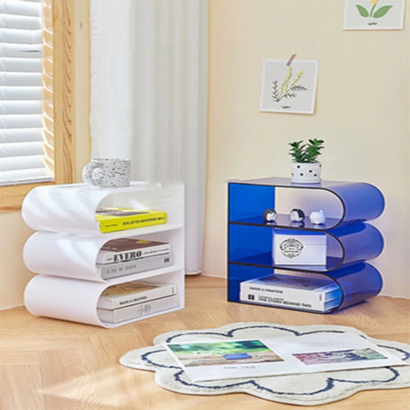 Acrylic Magazine Shelf Desktop Modern Simple Living Room Floor Storage Shelf Books, Newspapers And Materials Coffee Table