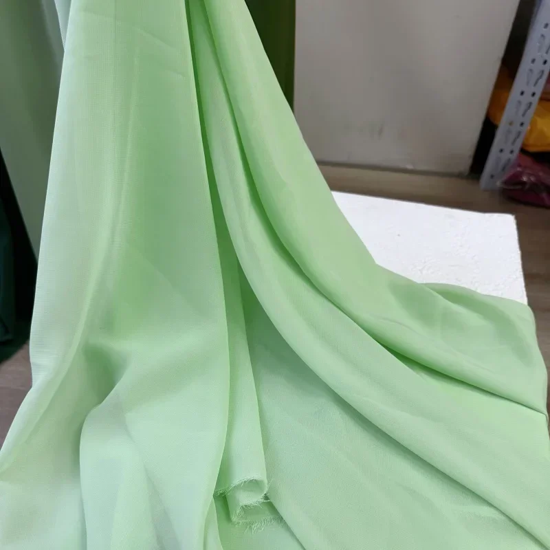 Elegant Avocado Green Semi-Transparent Chiffon Veil & Decorative Curtain Fabric