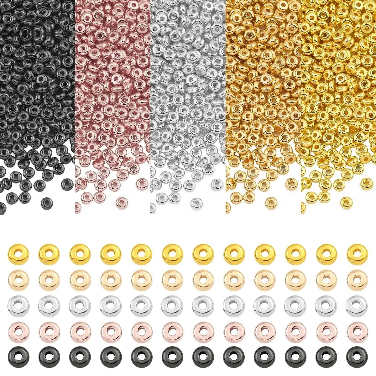 200+ Perles Acrylique Dorées - Lettres Et Chiffres 4x7 Mm - Forme Ronde - Mixte