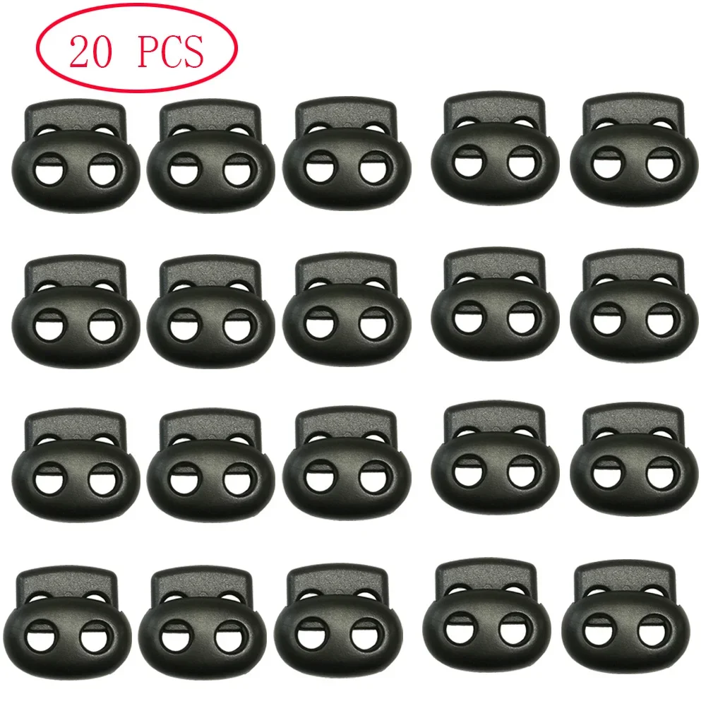 20PCS 5mm Loch Frühling Schnur Schlösser Kunststoff Toggle Stopper Sliders Teller Verschluss Clip Für Bungee Seil Kordelzug Schnürsenkel DIY – Detail 1