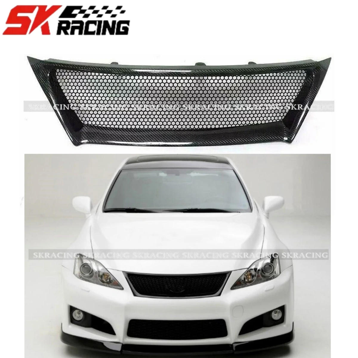 Real-Carbon-Fiber-Front-Bumper-Mesh-Grille-For-Lexus-IS250-IS350-2011 ...