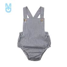 

New Summer born Baby Girl Cotton stripe button Romper sleeveless Bodysuit Jumpsuit Outfit Clothes 4 colors
