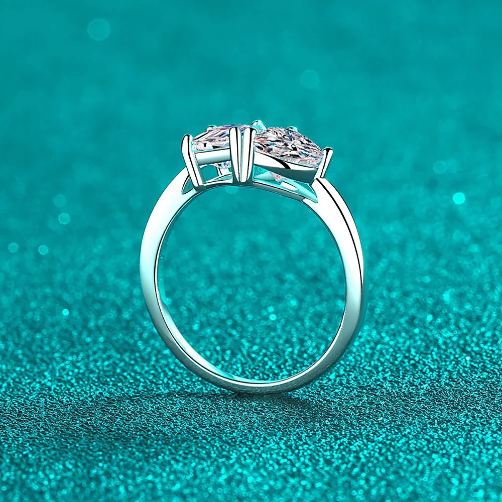 Anelli di Moissanite a cuore rettangolare da 2ct per donna anello