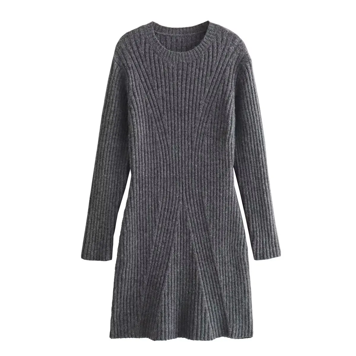 Vestido de moda de punto acanalado para mujer, cintura alta, suelto, vintage, con retazos, elegante, para fiesta, vestido de punto para mujer, minivestido