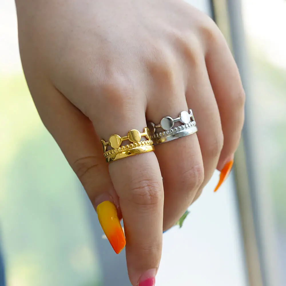 Fashion Multi-layer Ring For Women Gold Color Stainless Steel