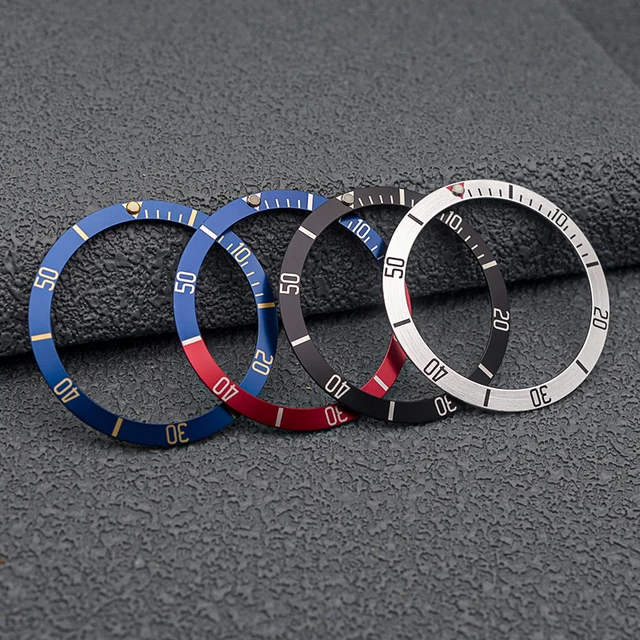 Ewatchparts REPLACEMENT BEZEL INSERT BLUE/RED WITH PEARL FOR WATCH 37.70MM X 31.80MM 並行輸入品 : Ewatchparts Replacement Bezel Insert Black Compatible