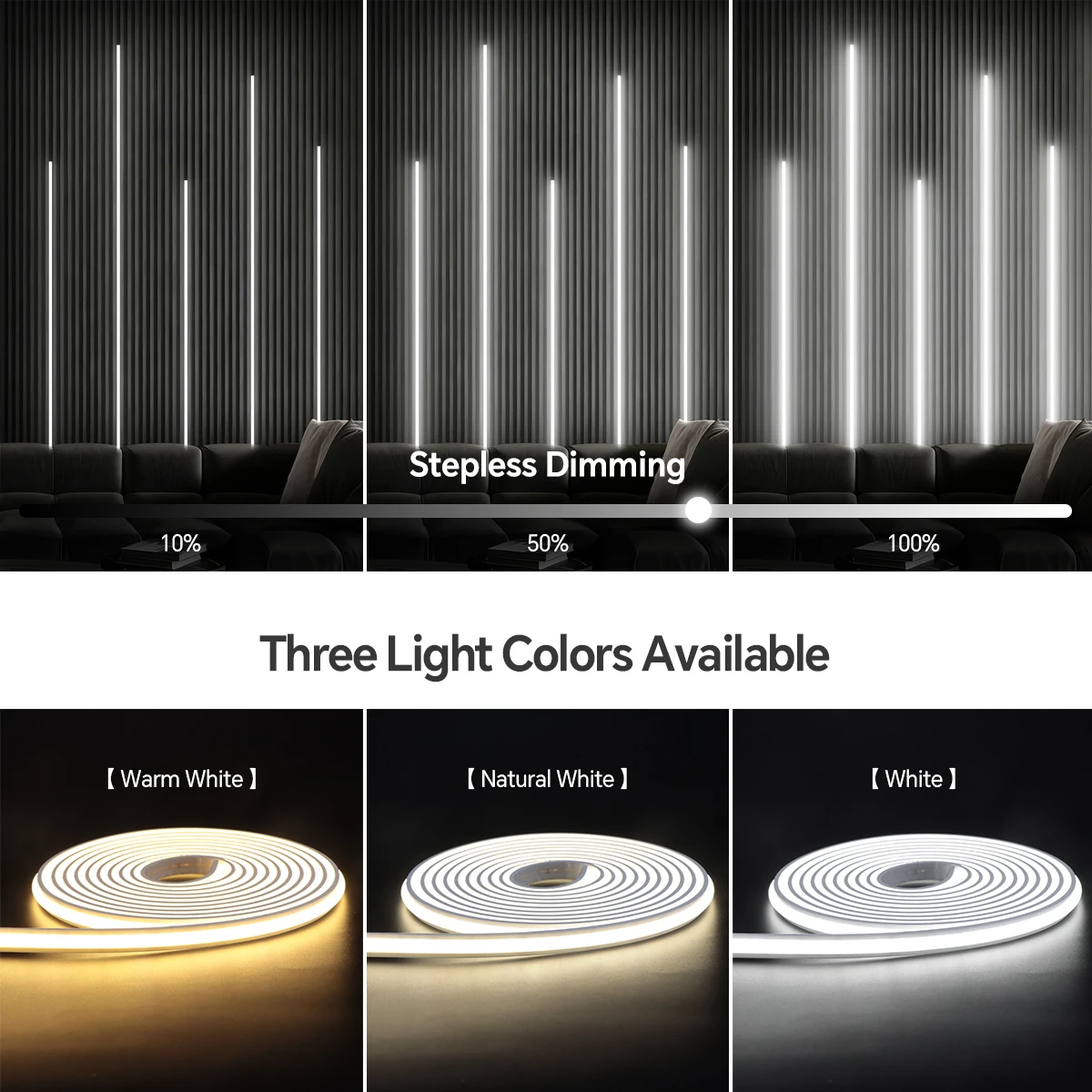 2/4/6Pcs 블루투스 24V COB LED 스트립 라이트 솔리드 네온 튜브 자체 접착 방수 테이프 홈 내장형 음향 벽 패널 장식