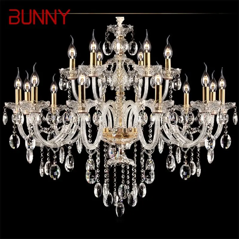 

BUNNY Crystal Chandelier Lamp European Style Hanging LED Candle Pendant Light Decorative Fixtures for Home Living Room