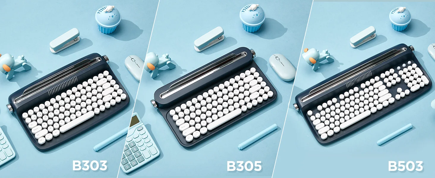 Bluetooth, Midnight Navy Retro, teclado estético com