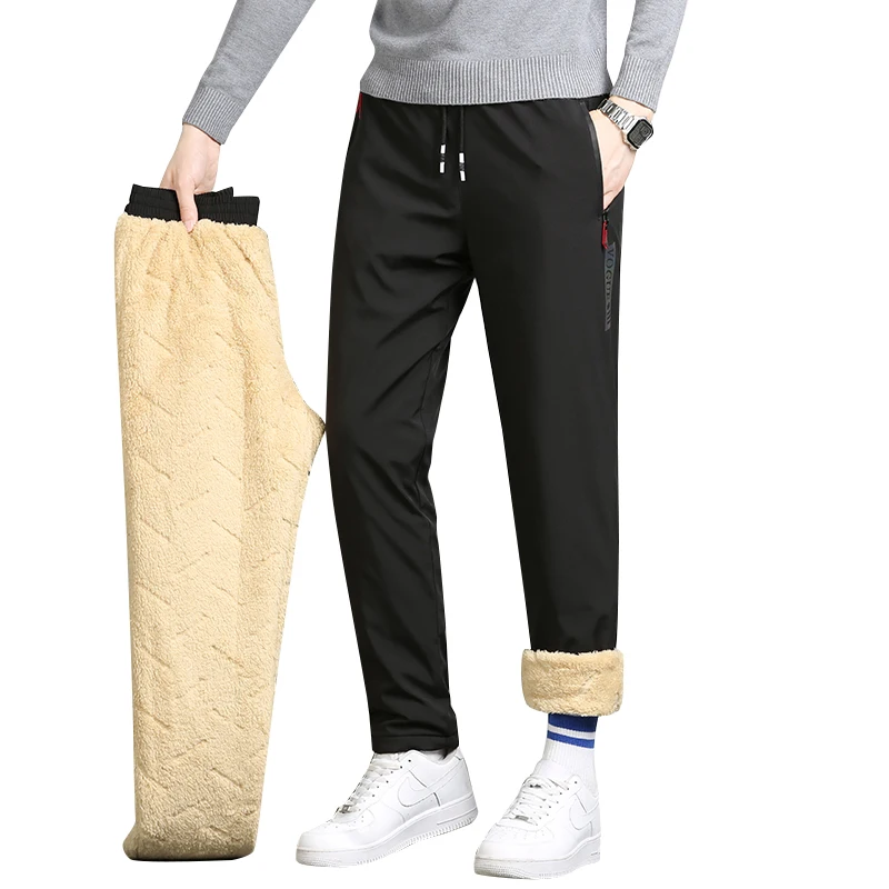 Men's Winter Fleece Pants Warm Thick Sweatpants Casual Fashion Drawstring Large Size Winter Jogging High Quality Sweatpants