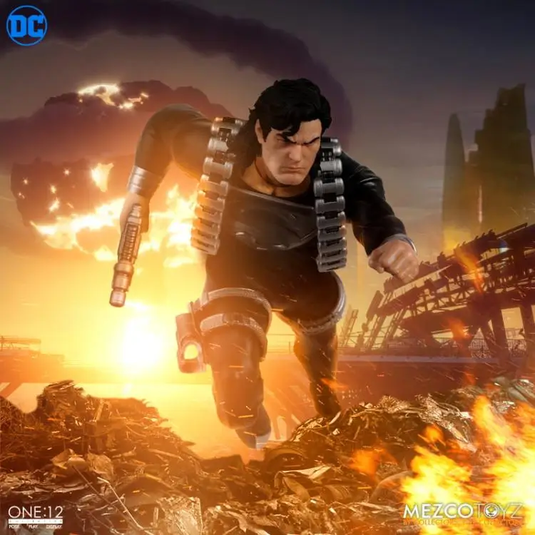 재고 오리지널 MEZCO 1/12 블랙 슈퍼맨 시리즈, 슈퍼 히어로 다크 울트라맨 풀 세트, 남성 군인 DC 액션 피규어 바디, 6 인치