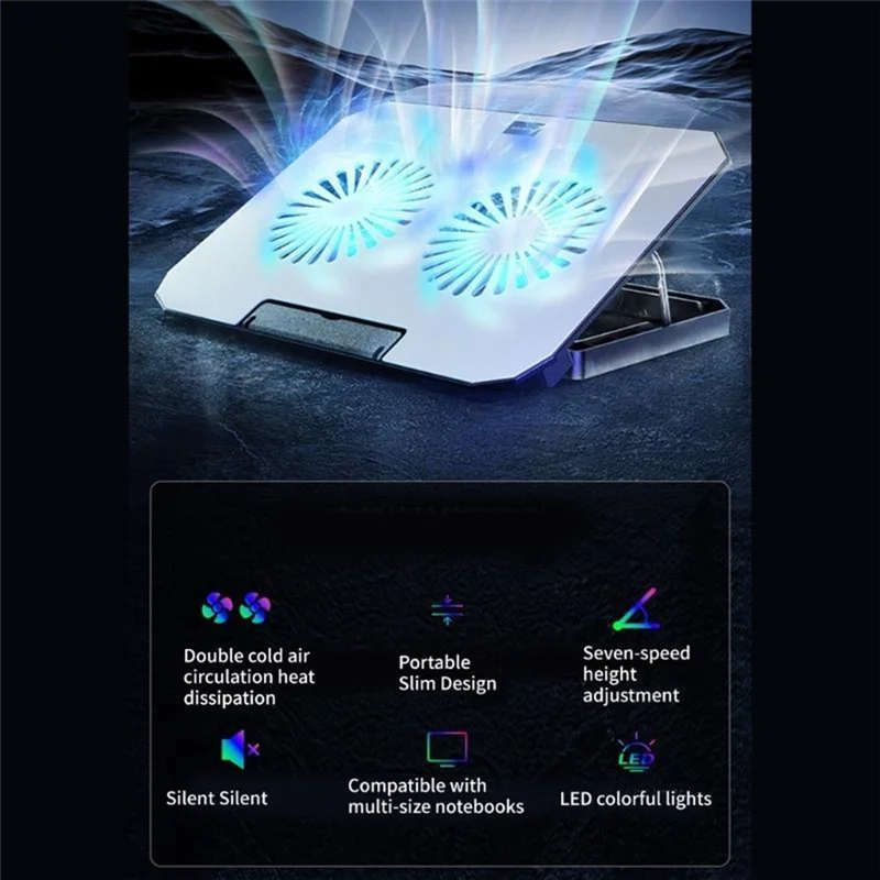 2 개의 조용한 팬이있는 노트북 냉각 패드 12  17 인치 노트북에 적합한 효율적인 열 방출을위한 노트북 홀더