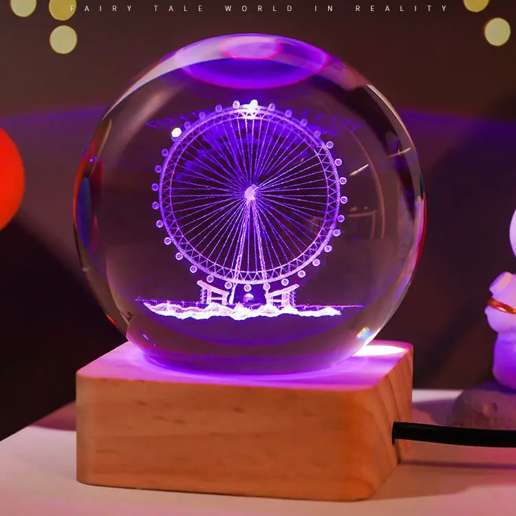 Healing Luminous Crystal Ball 3D Inner Carving Cosmic Star Ornaments Valentine's Day Gift Birthday Gift Decoration  Decor 45mm natural purple brazilian amethyst quartz crystal sphere w stand healing polished stone ball fengshui gemstone decor gift