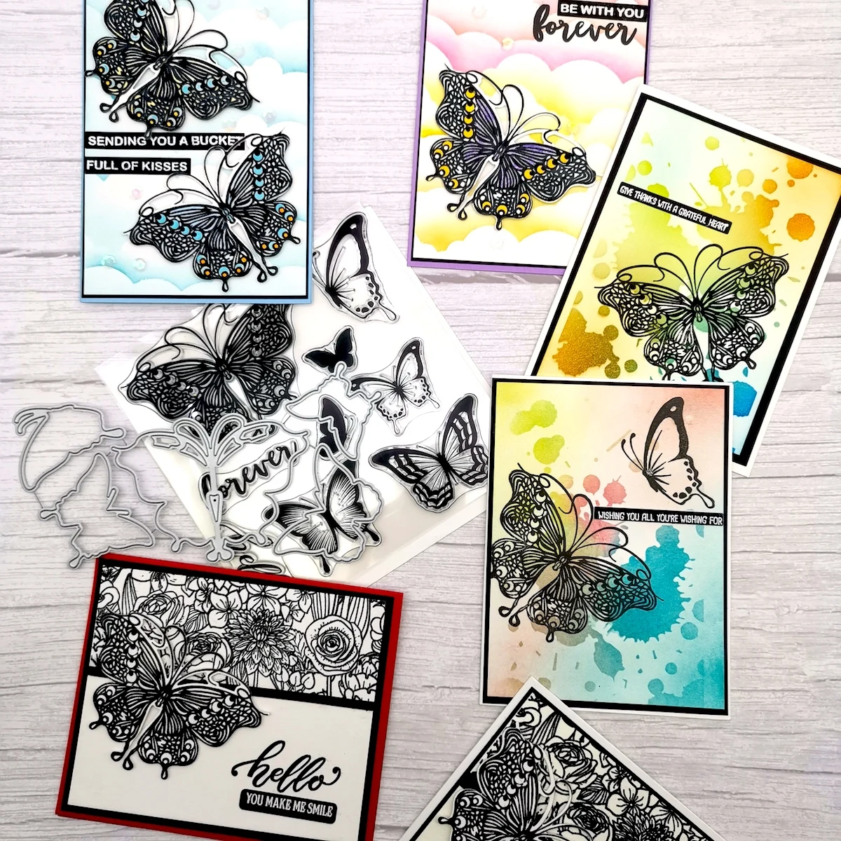 Alinacutle CLEAR STAMPS And Die Cuts Butterfly Set Scrapbook Card Album