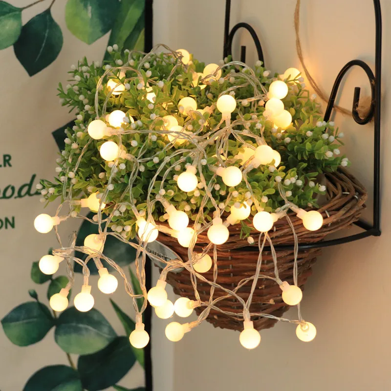 

LED Ball Garland Lights Fairy String Waterproof Outdoor Lamp Holiday Wedding Party Lights Christmas Decoration Battery/USB Power