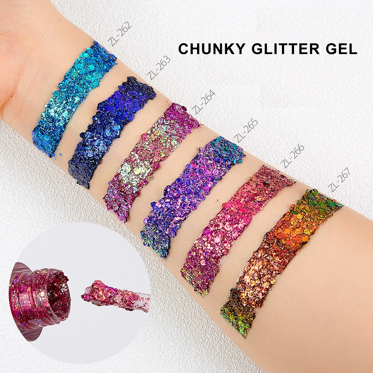 High Quality Super Bright Solvent Resistance Cosmetic Grade Crafts Nail Body Multicolor Holographic Fine Bulk Chunky Glitter Gel 4