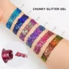 High Quality Super Bright Solvent Resistance Cosmetic Grade Crafts Nail Body Multicolor Holographic Fine Bulk Chunky Glitter Gel 4