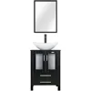 24" Modern Bathroom Vanity Sink Combo Black Stand Cabinet with White Boat Ceramic Vessel Sink & Water Save Faucet & Pop Up Drain 1