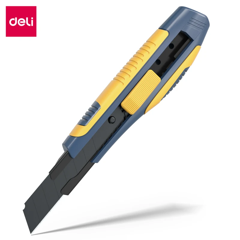 DELI TD502 1PCS 2 Colors Auto Lock Plastic Shell Retractable Utility Knife Office Home Art Knife Paper Cutter Wallpaper Knife deli 2037s portable wallpaper knife art cutter removal express knife stationery paper cutter wallpaper knife blade 1pcs