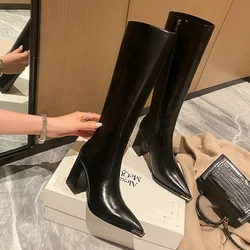 Elegant Pointed Toe Women's High Heel Boots with Side Zippers - 38 (Black)