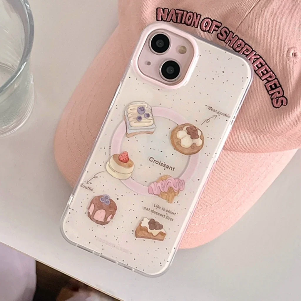 Ins Pink Splash-ink Cake Dessert Series Magnetic Card Pocket