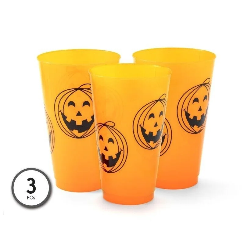 Maxia Fiesta - Vasos Naranja De Platico Para Halloween 3Pc