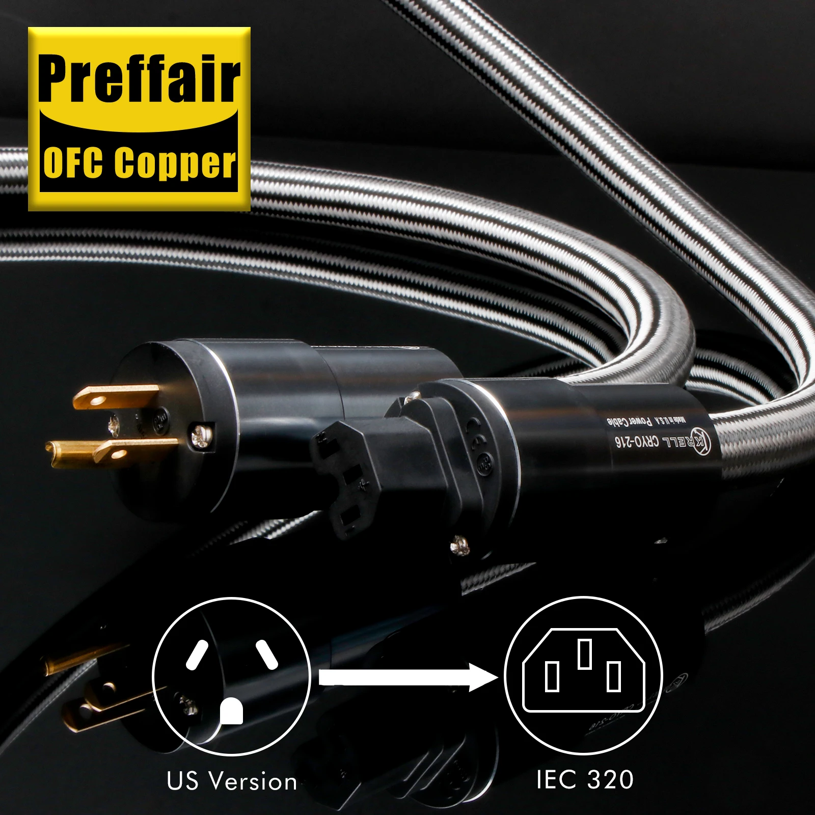 Preffair 12AWG HIFi US/AU/EU/UK AC Power Cord Audio CD Amplifier AMP Standard Power Cables