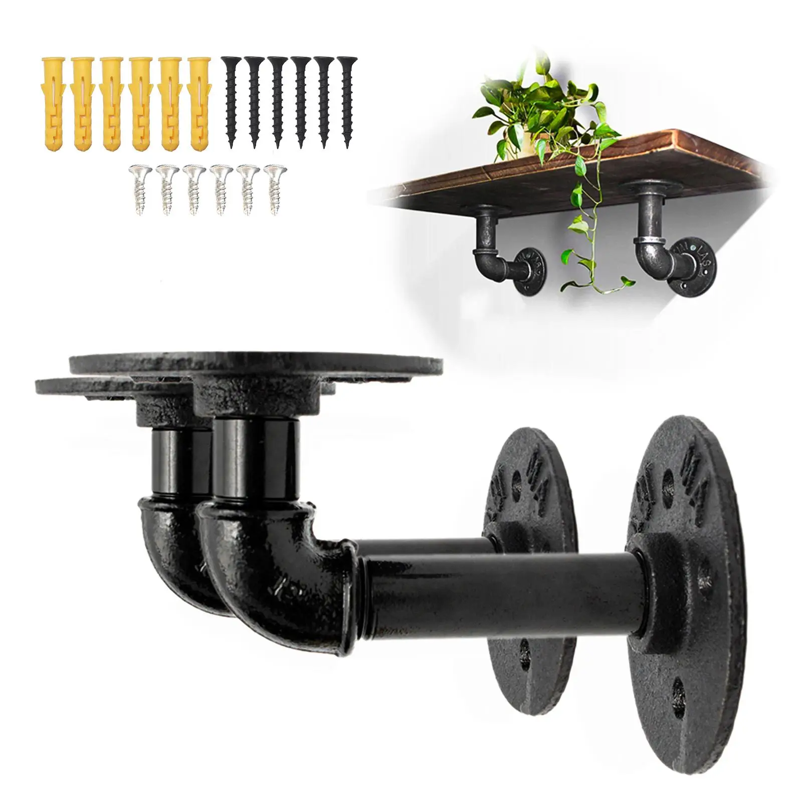 Черная Железная полка для труб в стиле индастриал 4 шт. |