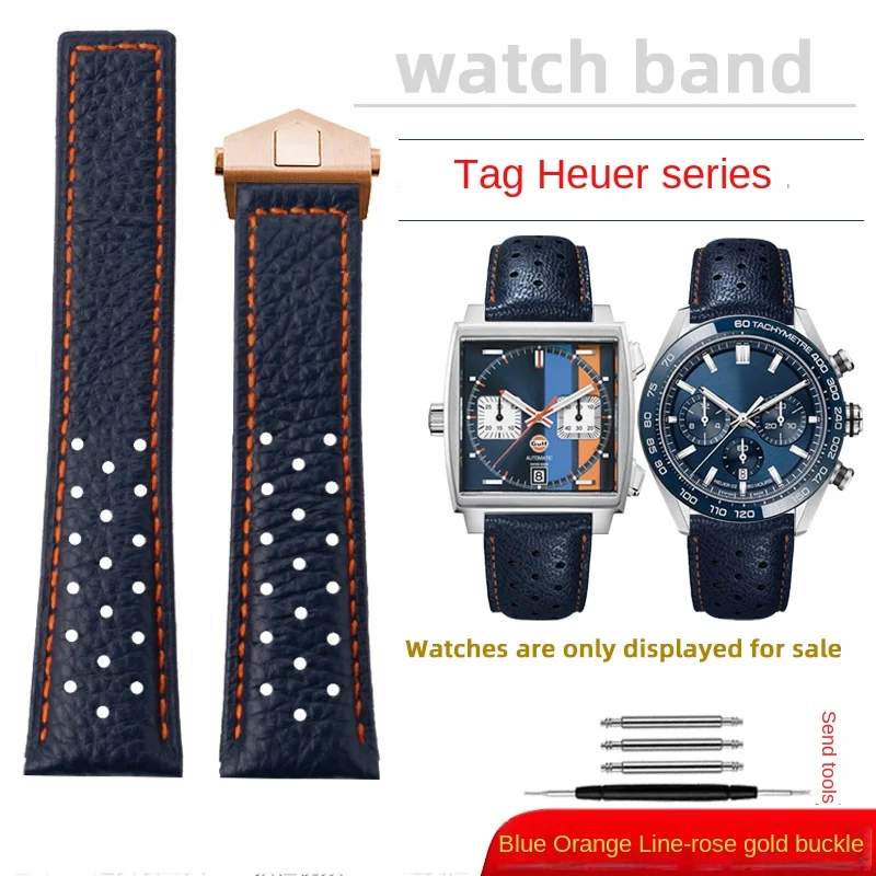 Premium 22mm Breathable Cowhide Leather Men's Watch Strap