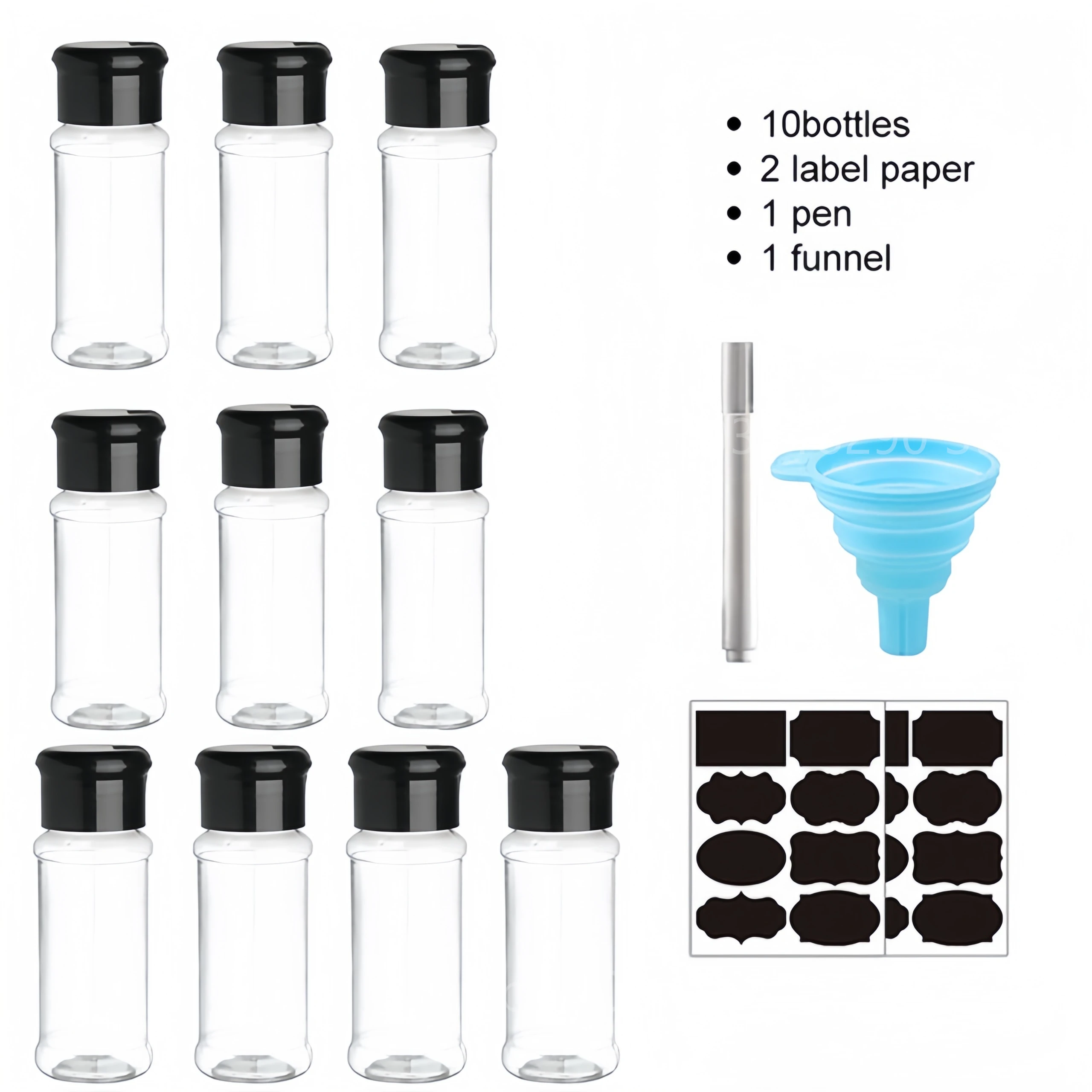 Spice and Seasoning Organizer Jars - Set of 5/10/15/20 Plastic Kitchen Gadget Tools
